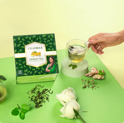 Chaimaa Green tea Tulsi, Adrak & Elaichi